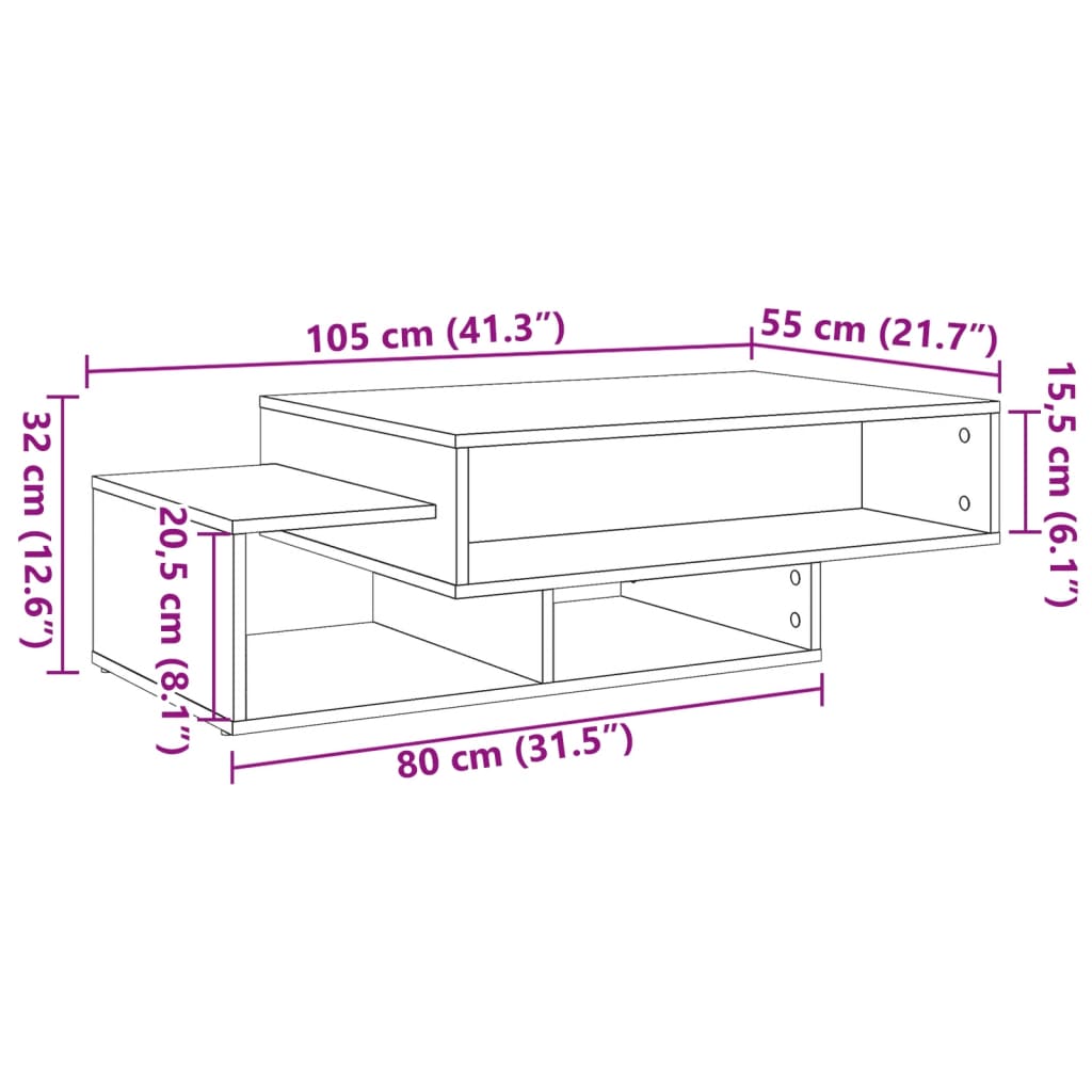 vidaXL Table basse aspect bois de récupération 105x55x32 cm Bois d'ingénierie