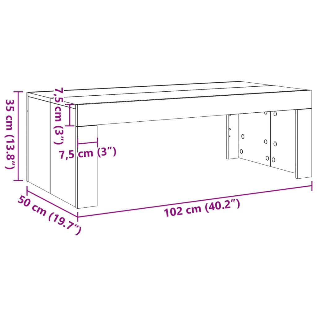 vidaXL Table basse aspect bois de récupération 102x50x35 cm en bois d'ingénierie