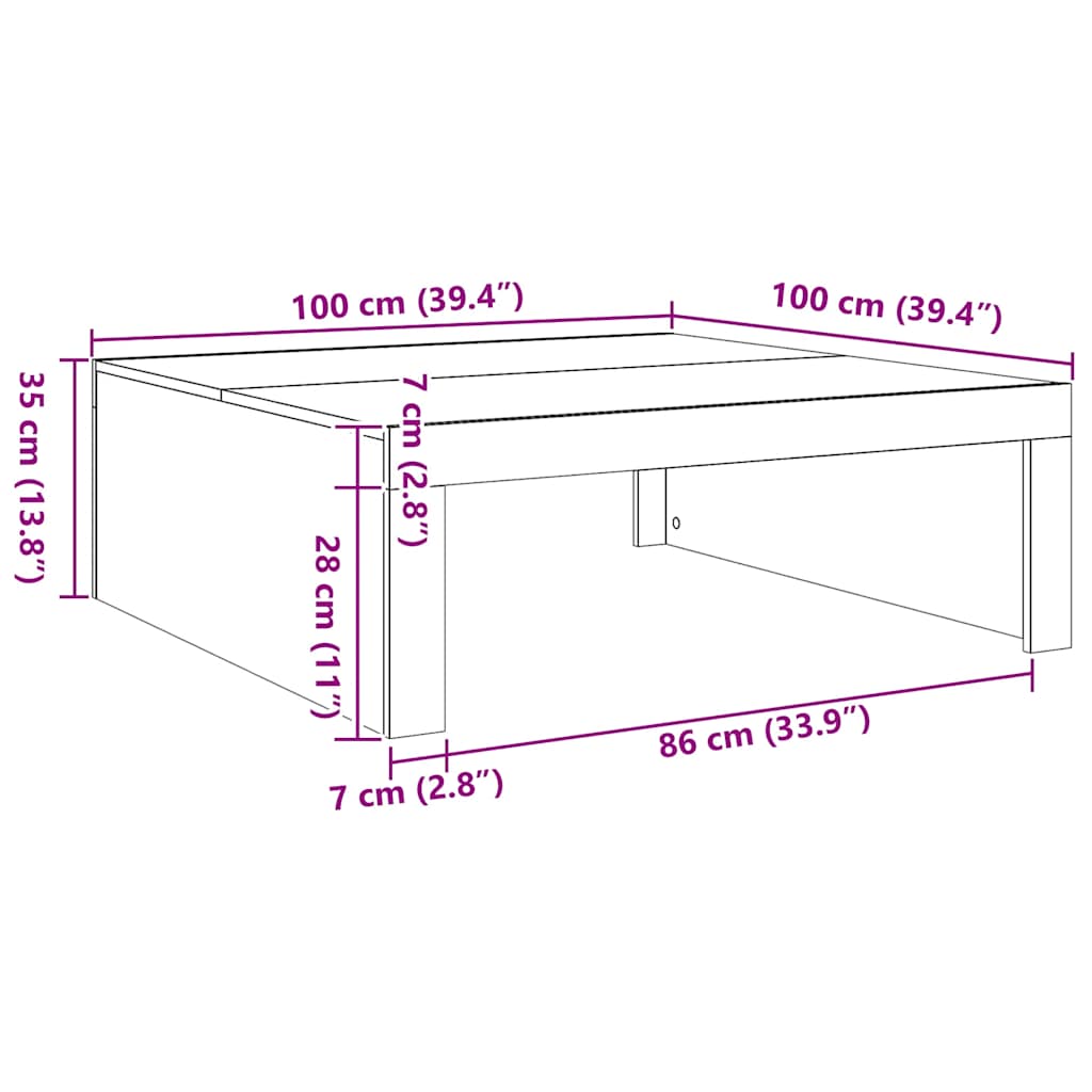 vidaXL Couchtisch Artisan-Eiche 100x100x35 cm Holzwerkstoff