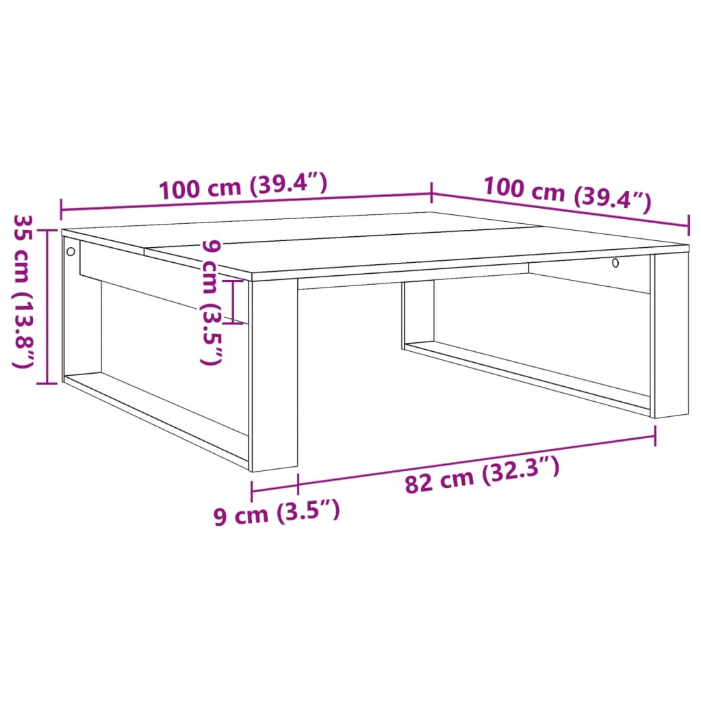 vidaXL Table basse aspect bois de récupération 100x100x35 cm Bois d'ingénierie