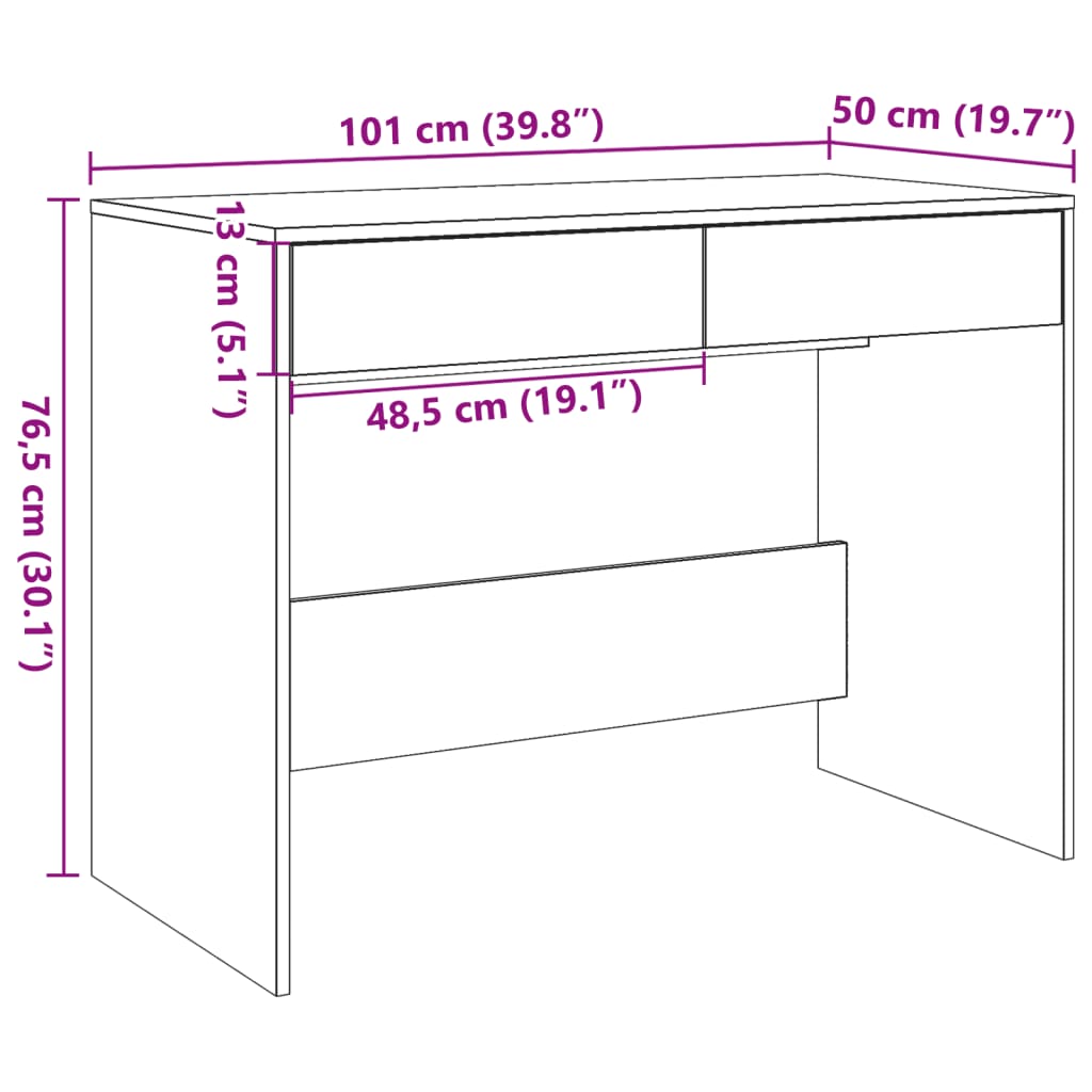 vidaXL Bureau aspect bois de récupération 101x50x76,5 cm Bois d'ingénierie
