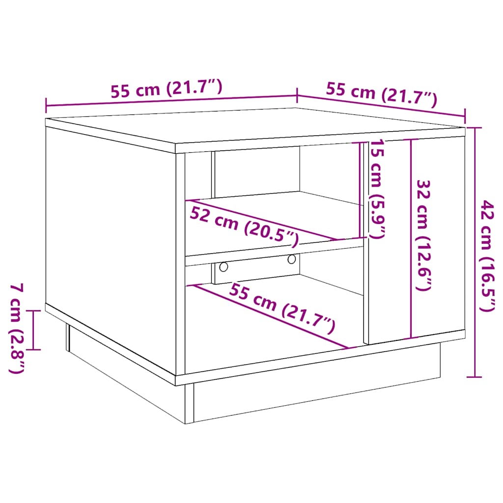 vidaXL Couchtisch Altholz-Optik 55x55x42 cm Holzwerkstoff