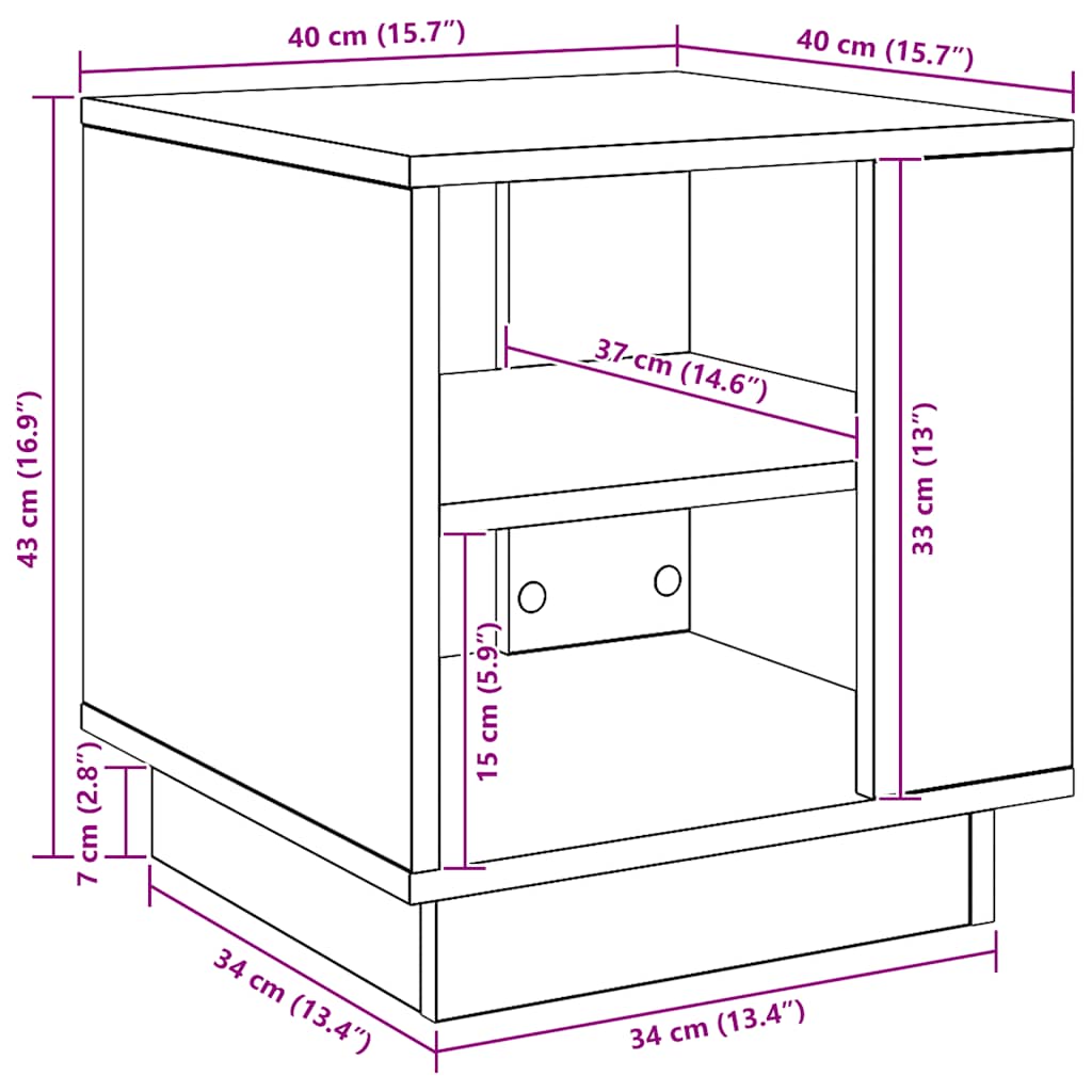 vidaXL Couchtisch Artisan-Eiche 40x40x43 cm Holzwerkstoff