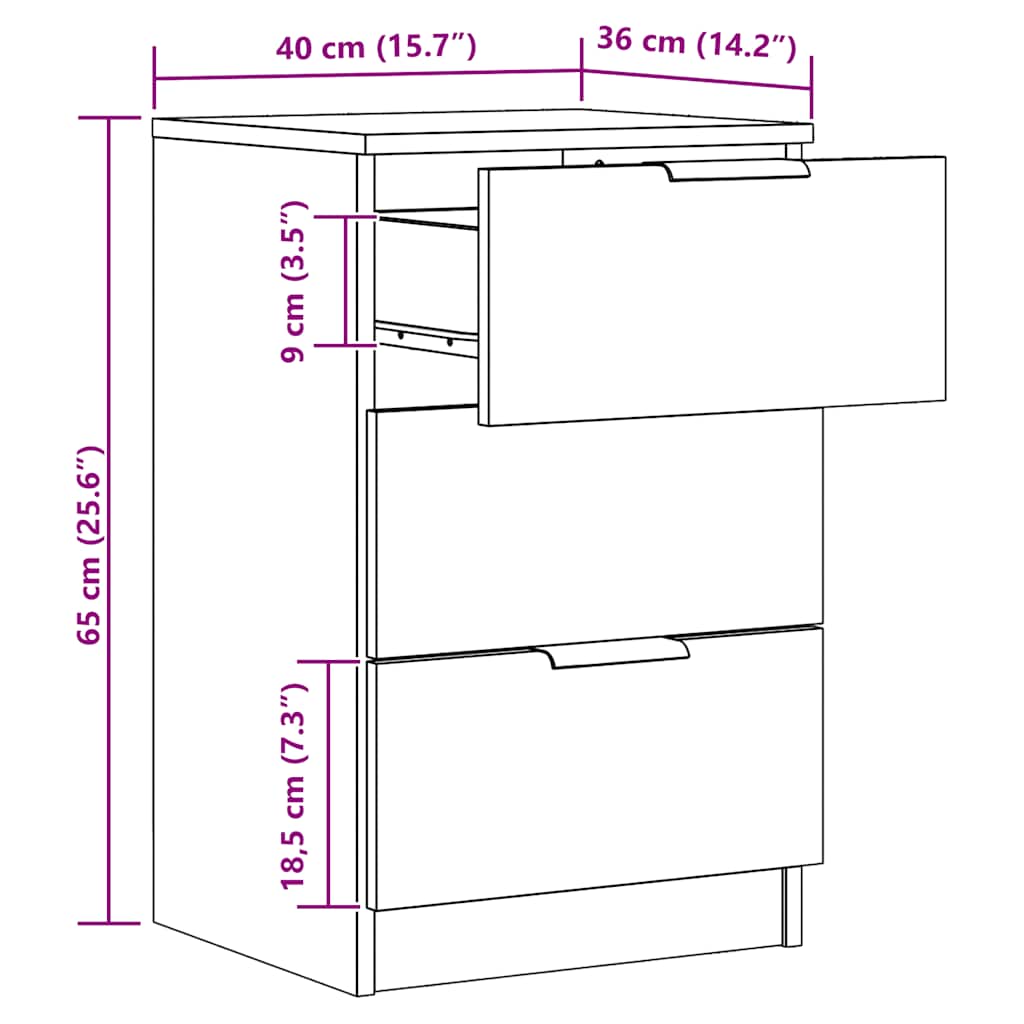 vidaXL Nachttisch Artisan-Eiche 40x36x65 cm Holzwerkstoff