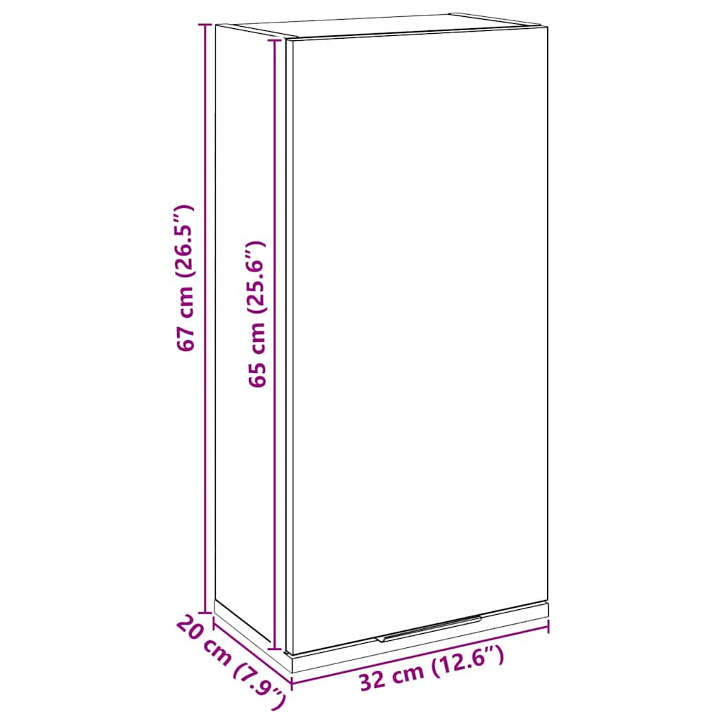 vidaXL Wand-Badschrank Artisan-Eiche 32x20x67 cm