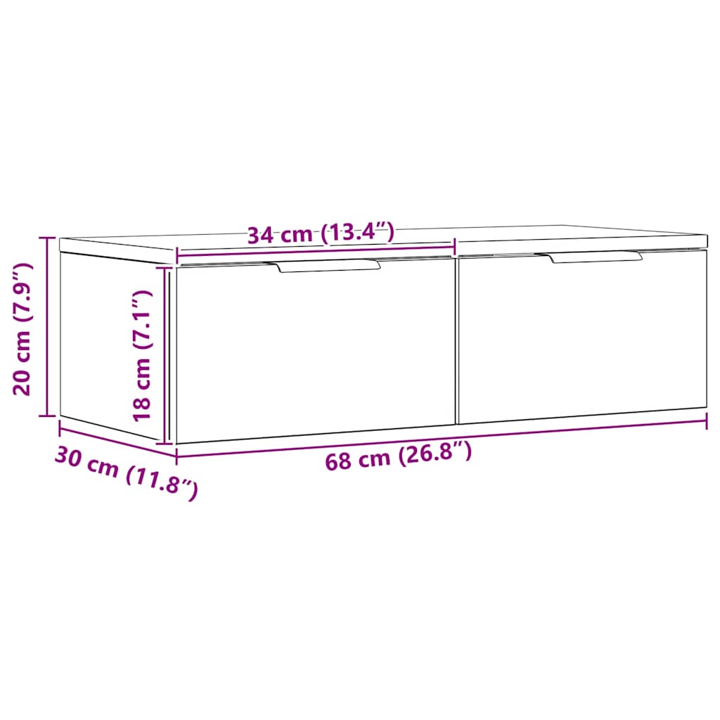 vidaXL Armoire murale chêne artisan 68x30x20 cm bois d'ingénierie