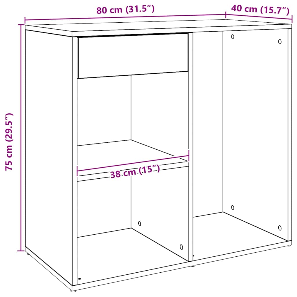 vidaXL Kosmetikschrank Artisan-Eiche 80x40x75 cm Holzwerkstoff