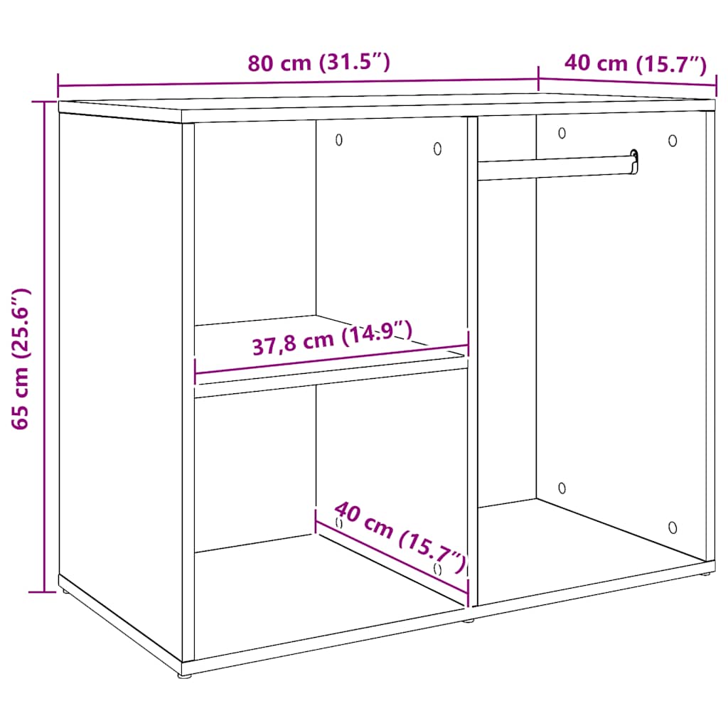 vidaXL Coiffeuse chêne artisanal 80x40x65 cm, bois d'ingénierie