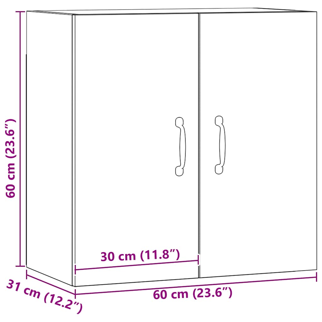 vidaXL Armoire murale en bois d'ingénierie chêne artisan 60x31x60 cm