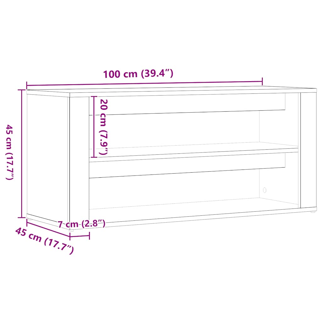 Schuhbank Artisan-Eiche 100x35x45 cm Holzwerkstoff