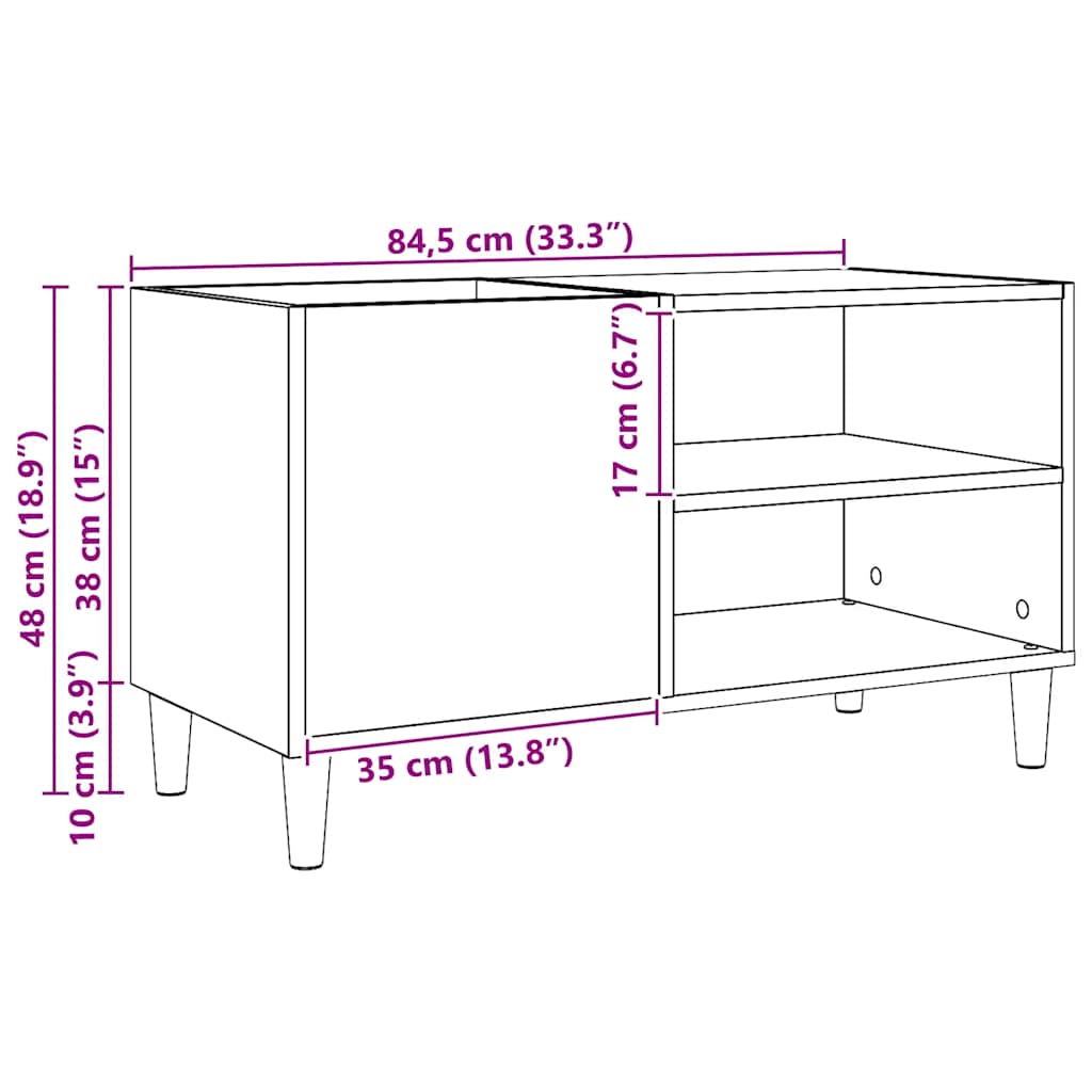 vidaXL Plattenschrank Artisan-Eiche 84,5x38x48 cm Holzwerkstoff