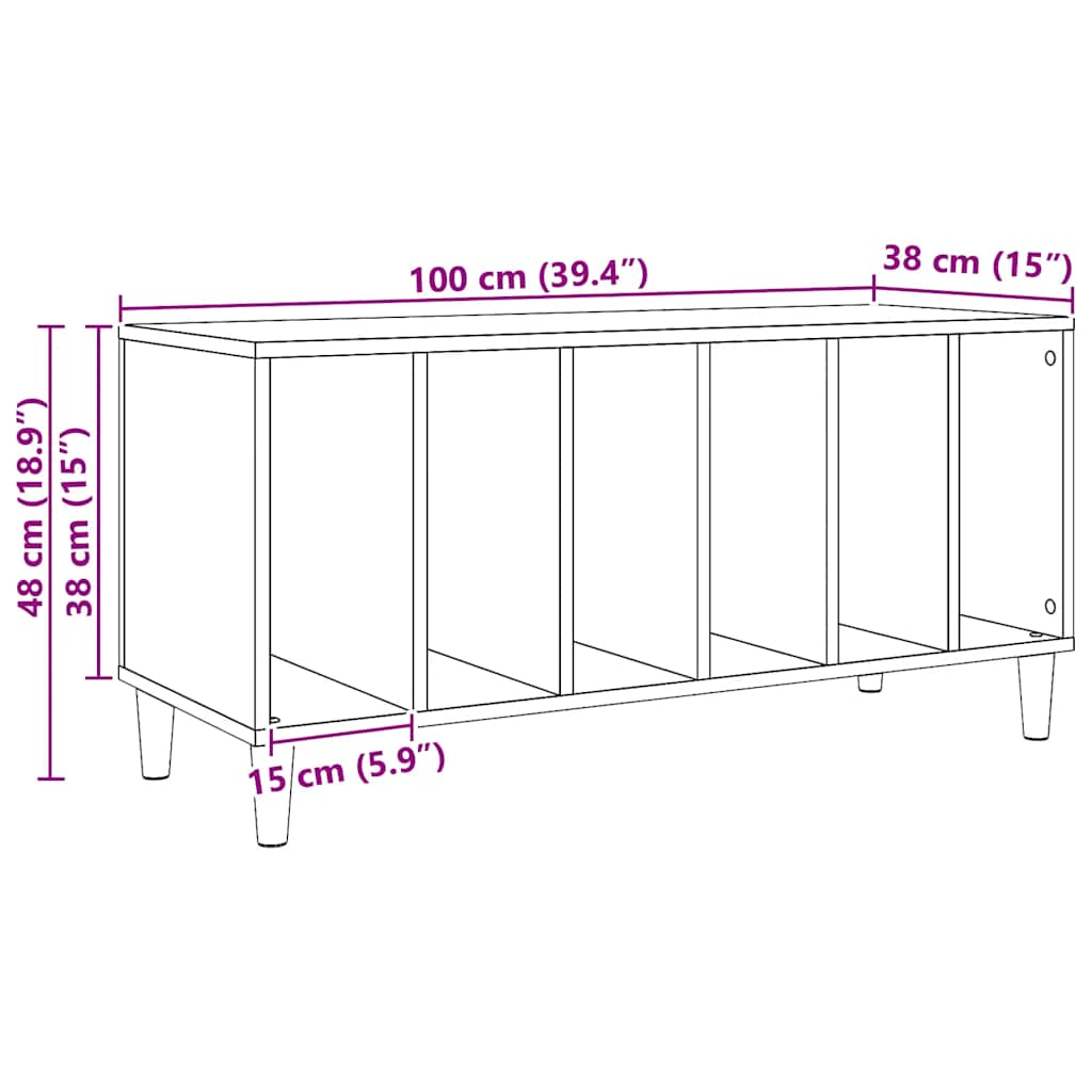 vidaXL Plattenschrank Artisan-Eiche 100x38x48 cm Holzwerkstoff