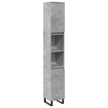 vidaXL Meuble de salle de bain gris béton 30x30x190 cm en bois d'ingénierie