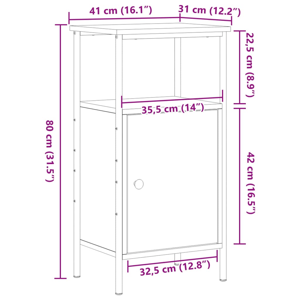 vidaXL Nachttische 2 Stk. Altholz-Optik 41x31x80 cm Holzwerkstoff