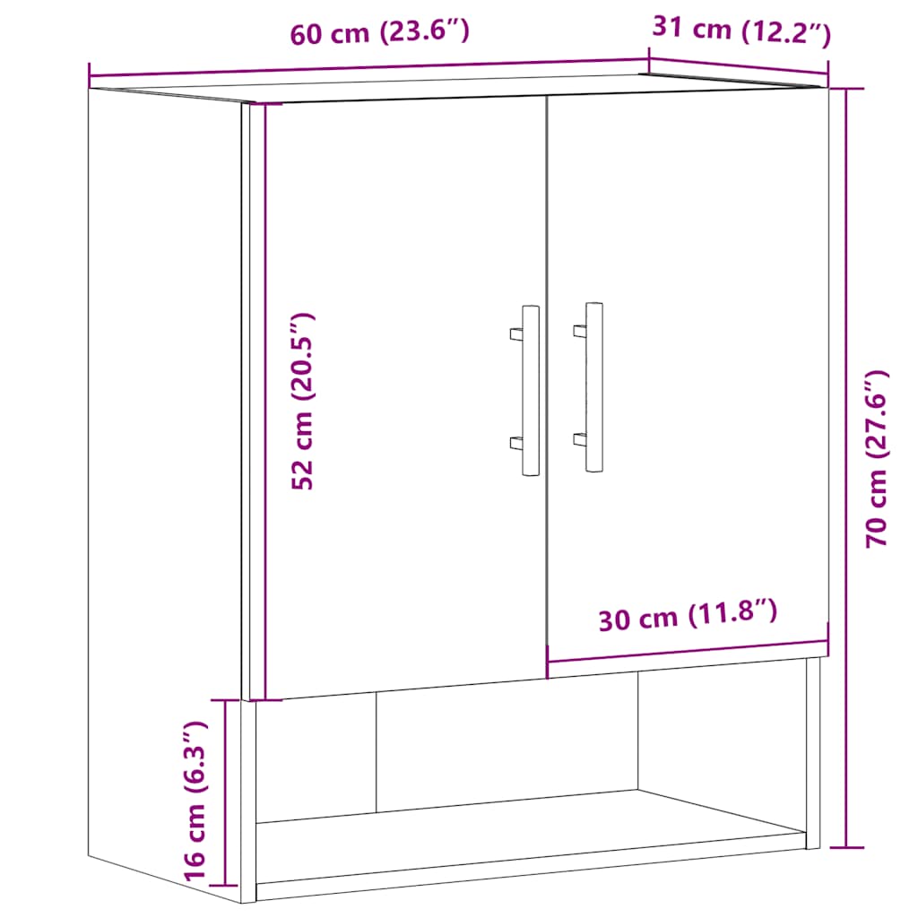 vidaXL Armoire murale aspect bois de récupération 60x31x70 cm Bois d'ingénierie