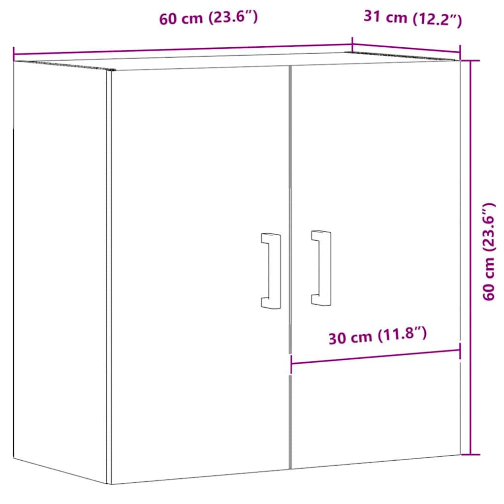 vidaXL Wandschrank Artisan-Eiche 60x31x60 cm Holzwerkstoff