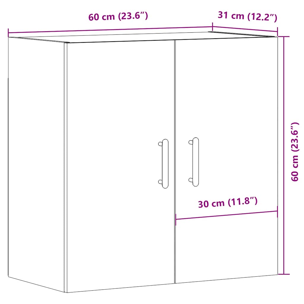 vidaXL Wandschrank Artisan-Eiche 60x31x60 cm Holzwerkstoff