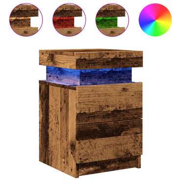 vidaXL LED-Nachttische 2 Stk. Altholz-Optik 35x39x55 cm Holzwerkstoff