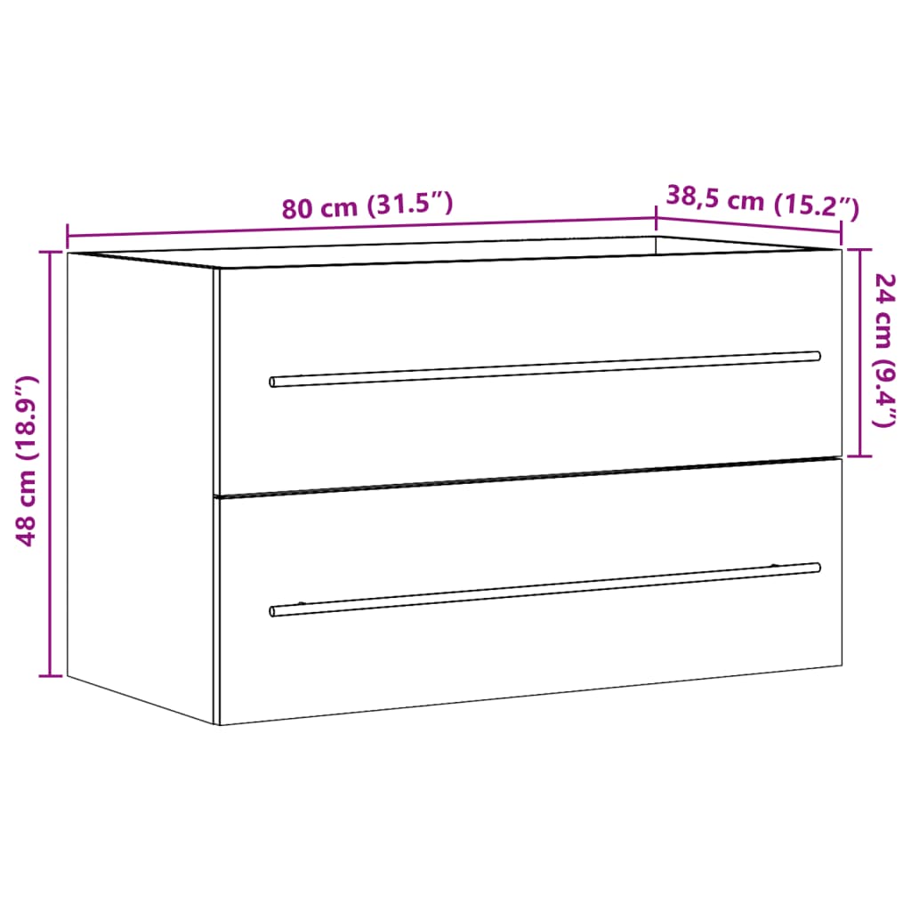 vidaXL Waschbeckenunterschrank Beton Grau 80x38,5x48 cm