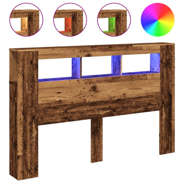 vidaXL LED-Kopfteil Altholz-Optik 160x18,5x103,5 cm Holzwerkstoff