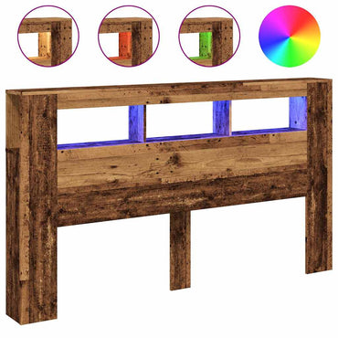 vidaXL LED-Kopfteil Altholz-Optik 180x18,5x103,5 cm Holzwerkstoff