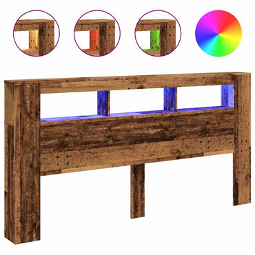 vidaXL LED-Kopfteil Altholz-Optik 200x18,5x103,5 cm Holzwerkstoff