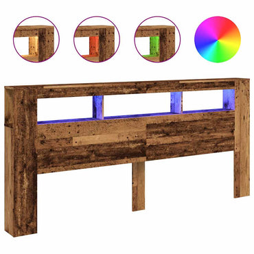 vidaXL LED-Kopfteil Altholz-Optik 220x18,5x103,5 cm Holzwerkstoff