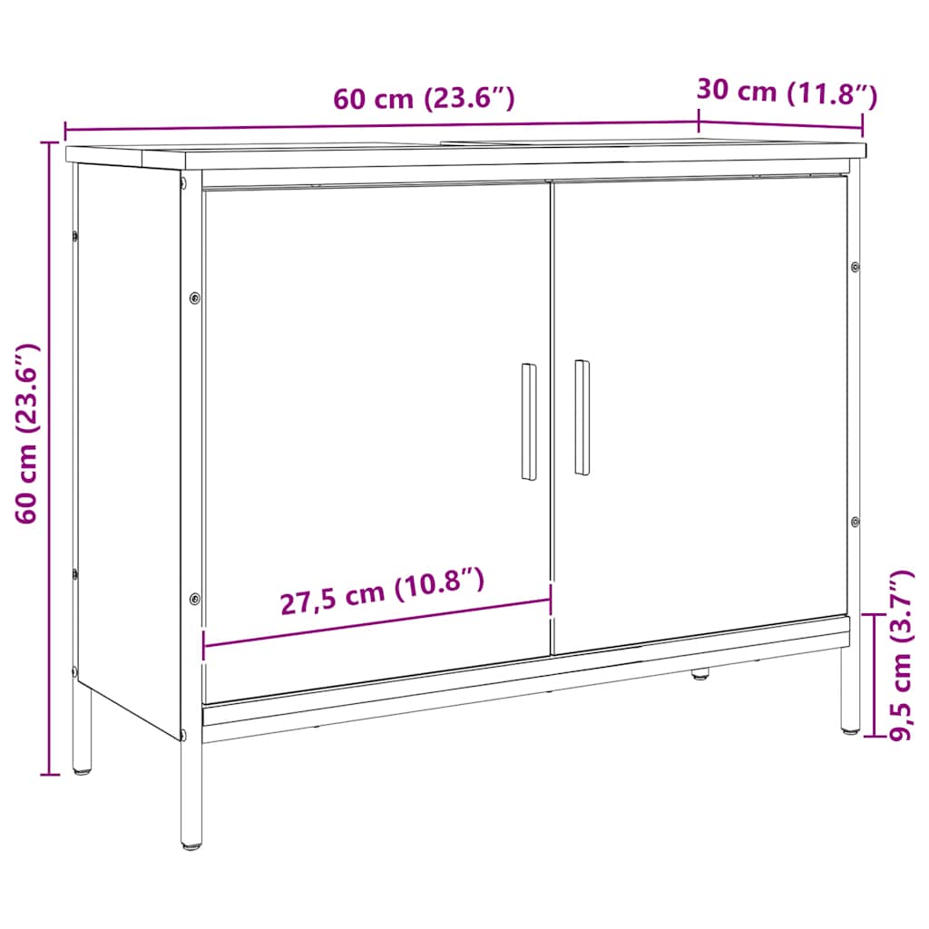 Meuble sous-vasque vidaXL chêne artisan 60x30x60 cm bois d'ingénierie