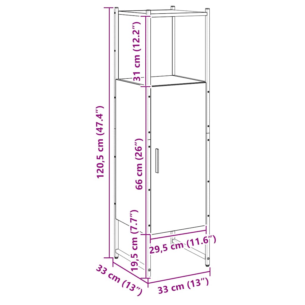Badschrank Artisan-Eiche 33x33x120,5 cm Holzwerkstoff