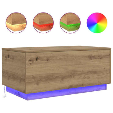 vidaXL Table basse avec lumières LED Chêne artisanat 90x50x40 cm
