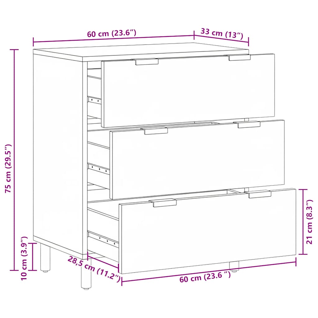 Sideboard Schwarz 60x33x75 cm Holzwerkstoff
