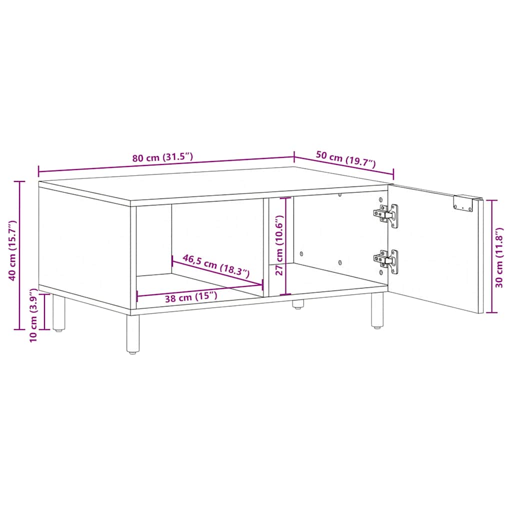 vidaXL Table basse noir 80x50x40 cm Bois d'ingénierie