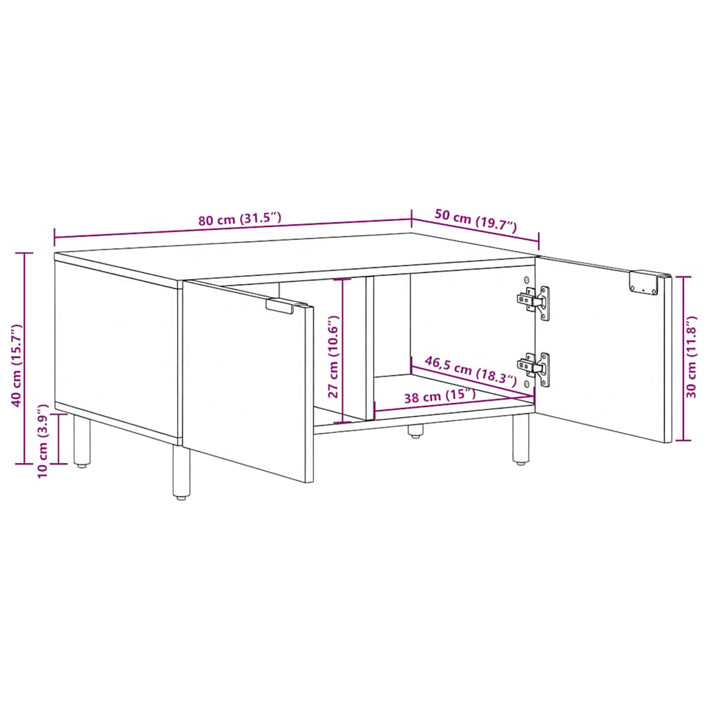 vidaXL Couchtisch Schwarz 80x50x40 cm Holzwerkstoff