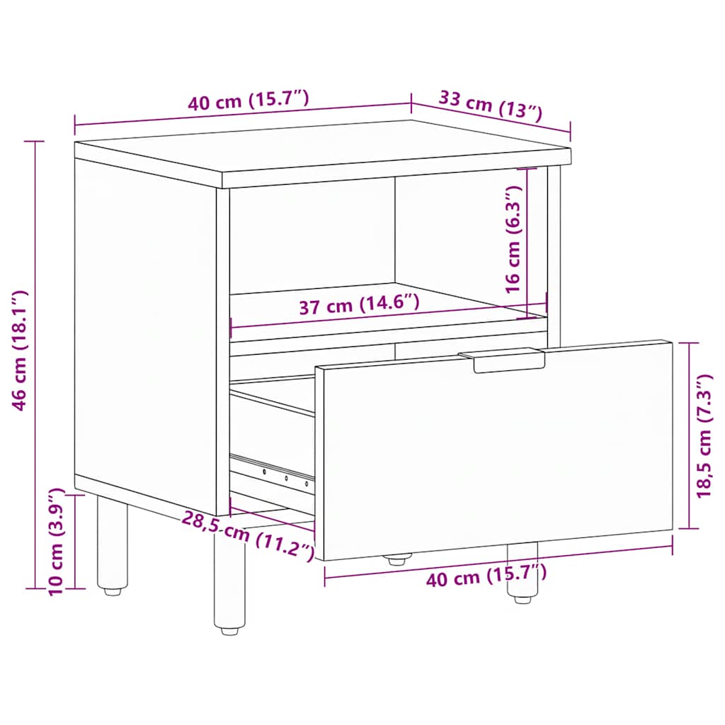 vidaXL Nachttisch Schwarz 40x33x46 cm Holzwerkstoff