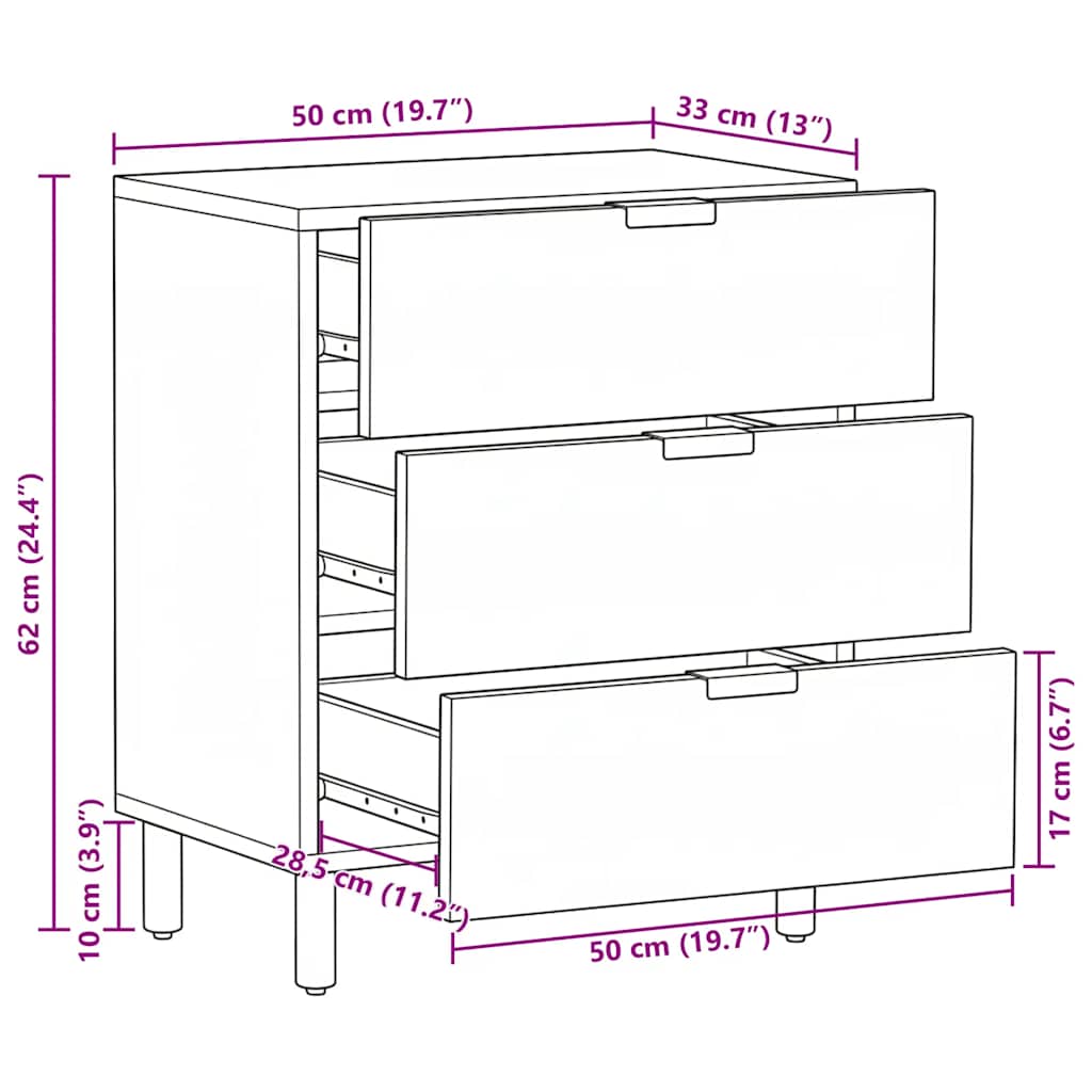 Nachttisch Schwarz 50x33x62 cm Holzwerkstoff
