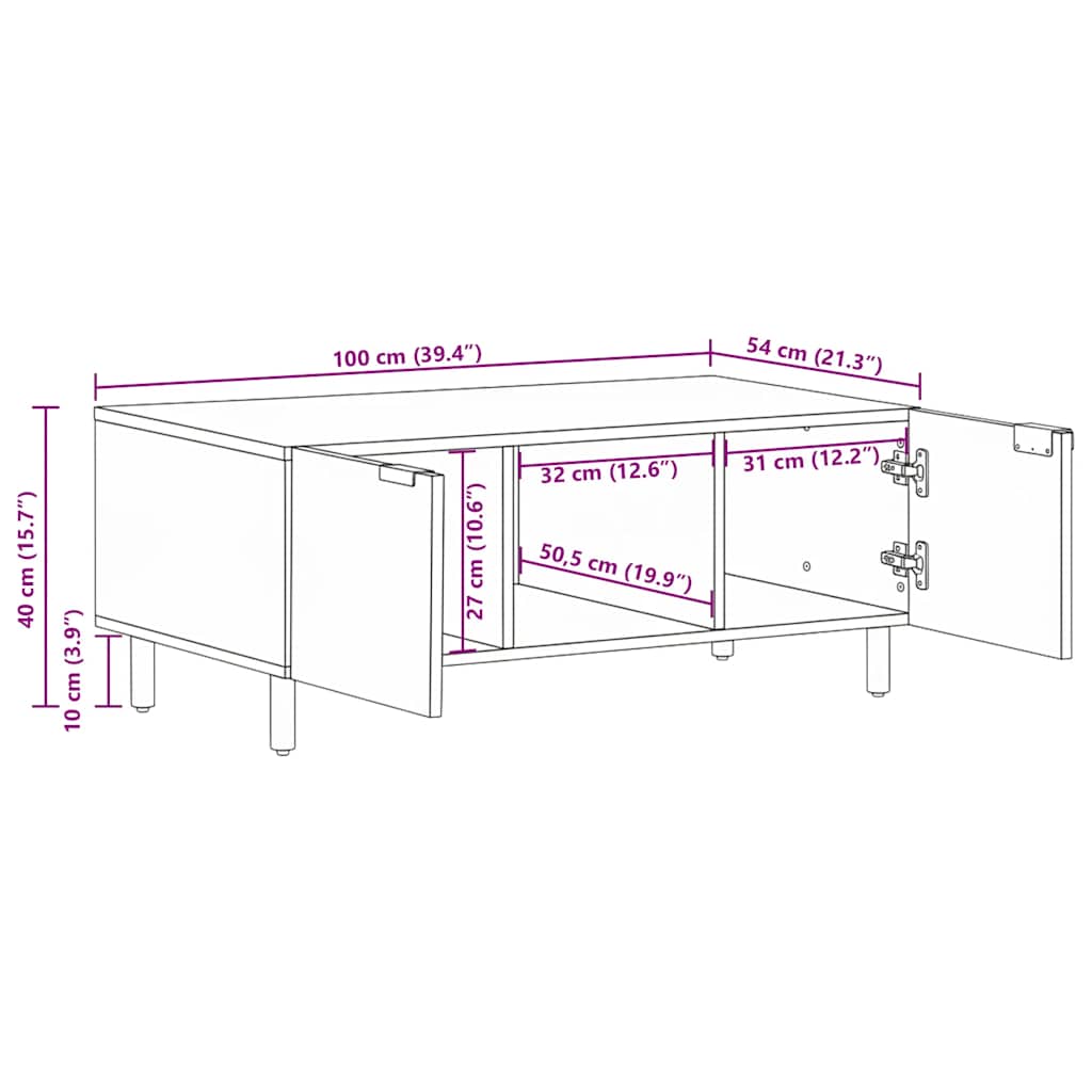 vidaXL Couchtisch Schwarz 100x54x40 cm Holzwerkstoff