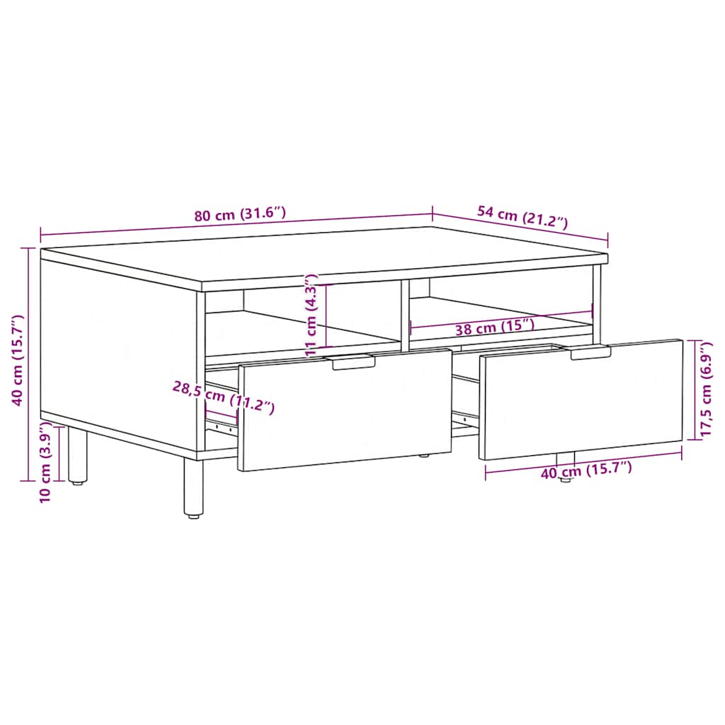 vidaXL Couchtisch Schwarz 80x54x40 cm Holzwerkstoff