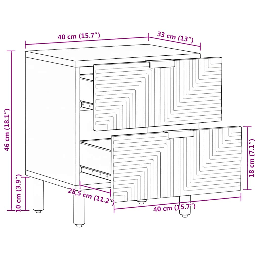 vidaXL Nachttisch Braun 40x33x46 cm Massivholz Mango