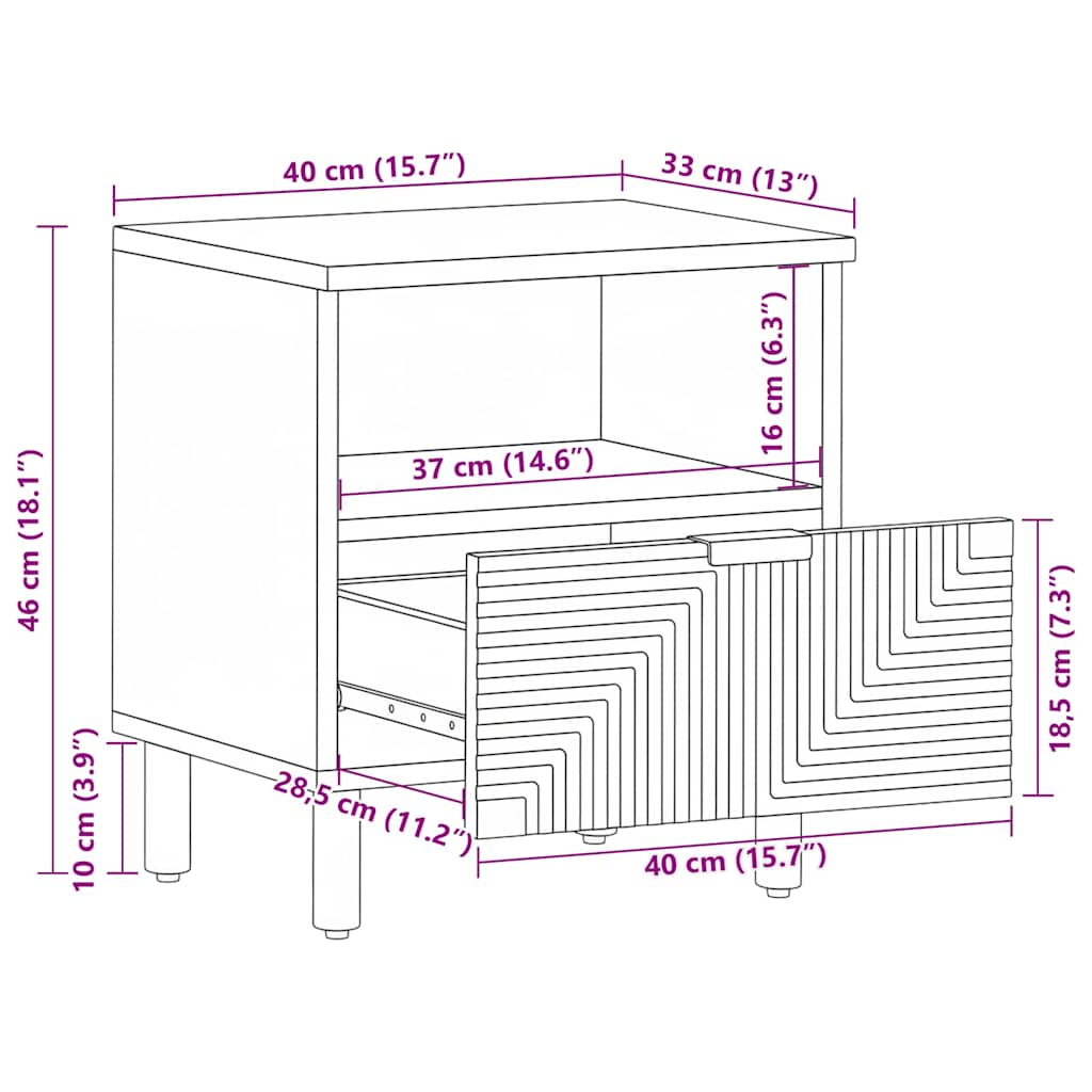 vidaXL Nachttisch 40x33x46 cm Massivholz Akazie