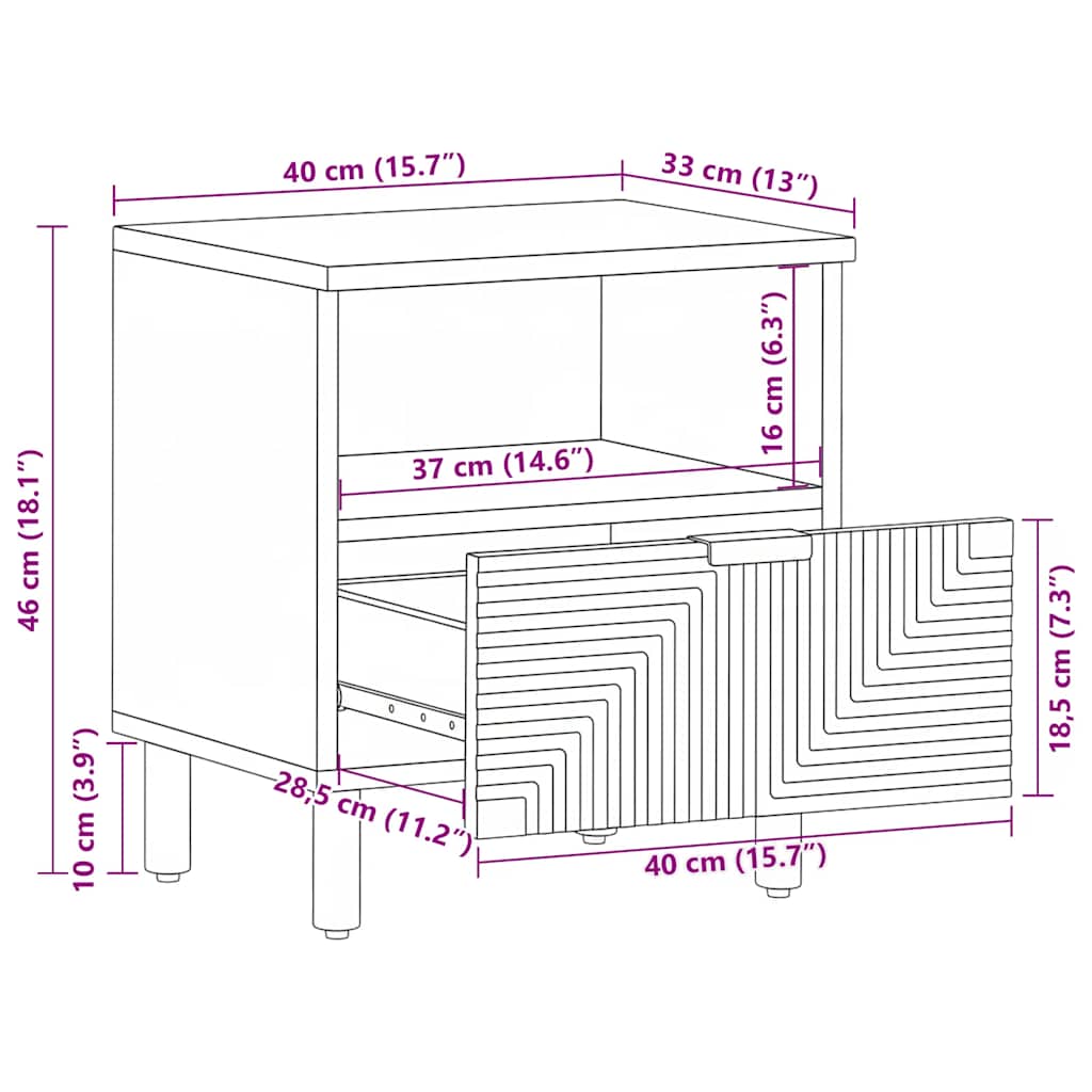 vidaXL Nachttische 2 Stk. 40x33x46 cm Massivholz Akazie