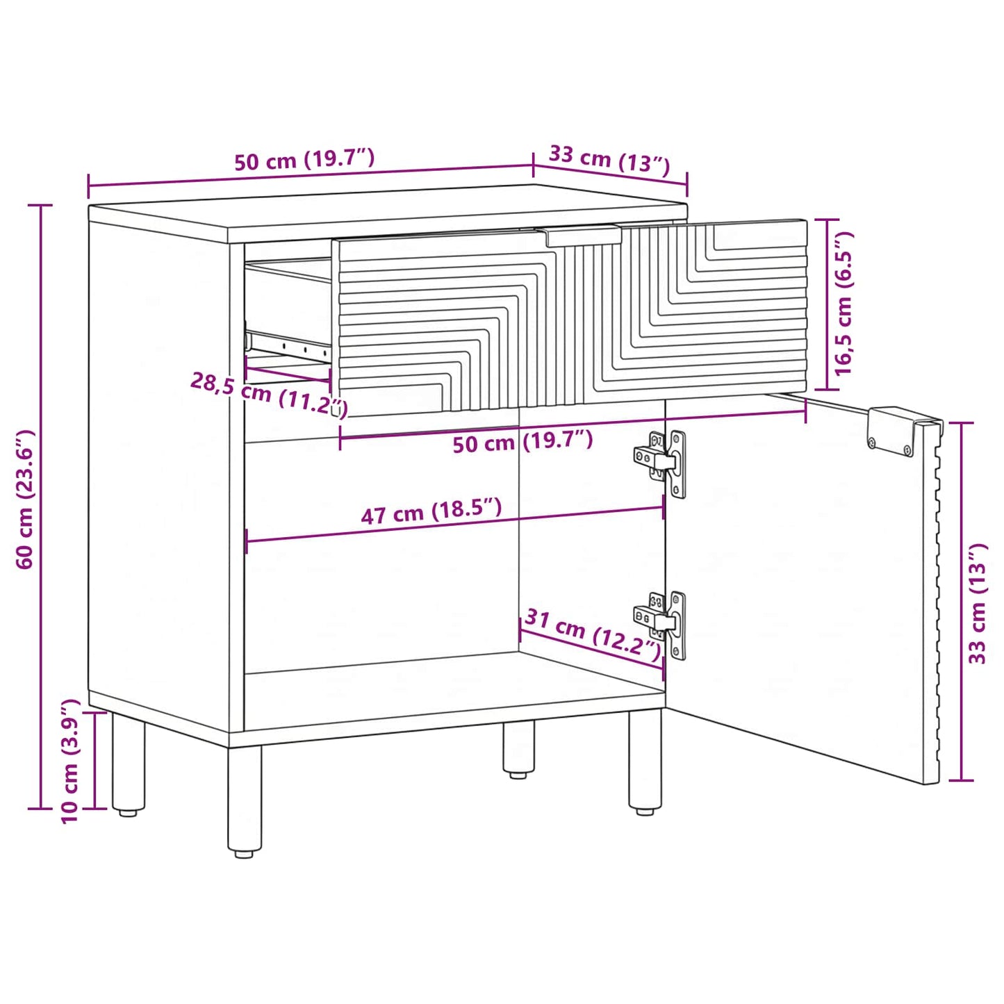 vidaXL Nachttisch Braun 50 x 33 x 60 cm Massivholz Akazie