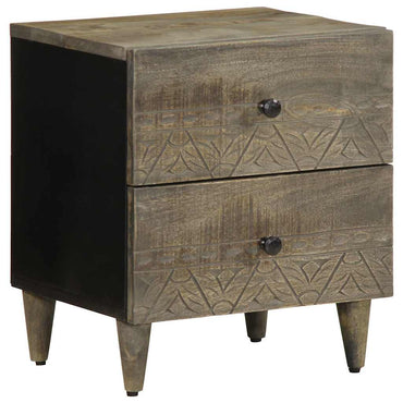 vidaXL Nachttische 2 Stück Hellgrau 40x33x46 cm Massivholz Mango