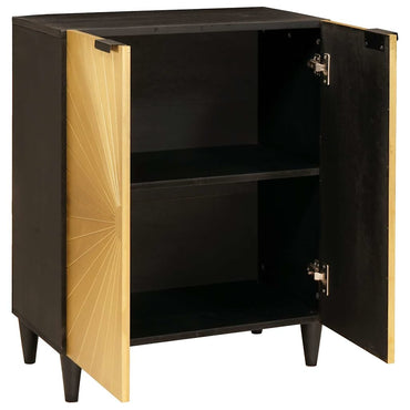 vidaXL Sideboard Schwarz und Gold 60 x 33 x 75 cm Massivholz Mango
