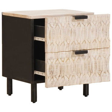 vidaXL Nachttisch mit Schubladen Weiß 40 x 33 x 46 cm Massivholz Mango