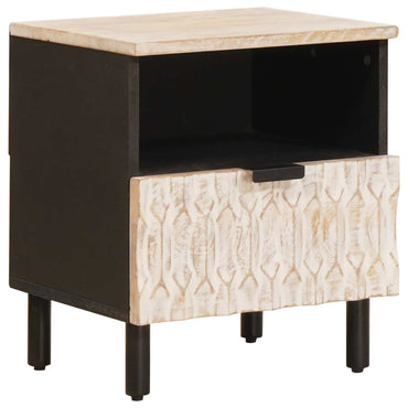 vidaXL Nachttisch 2 pcs Weiß 40 x 33 x 46 cm Massivholz Mango