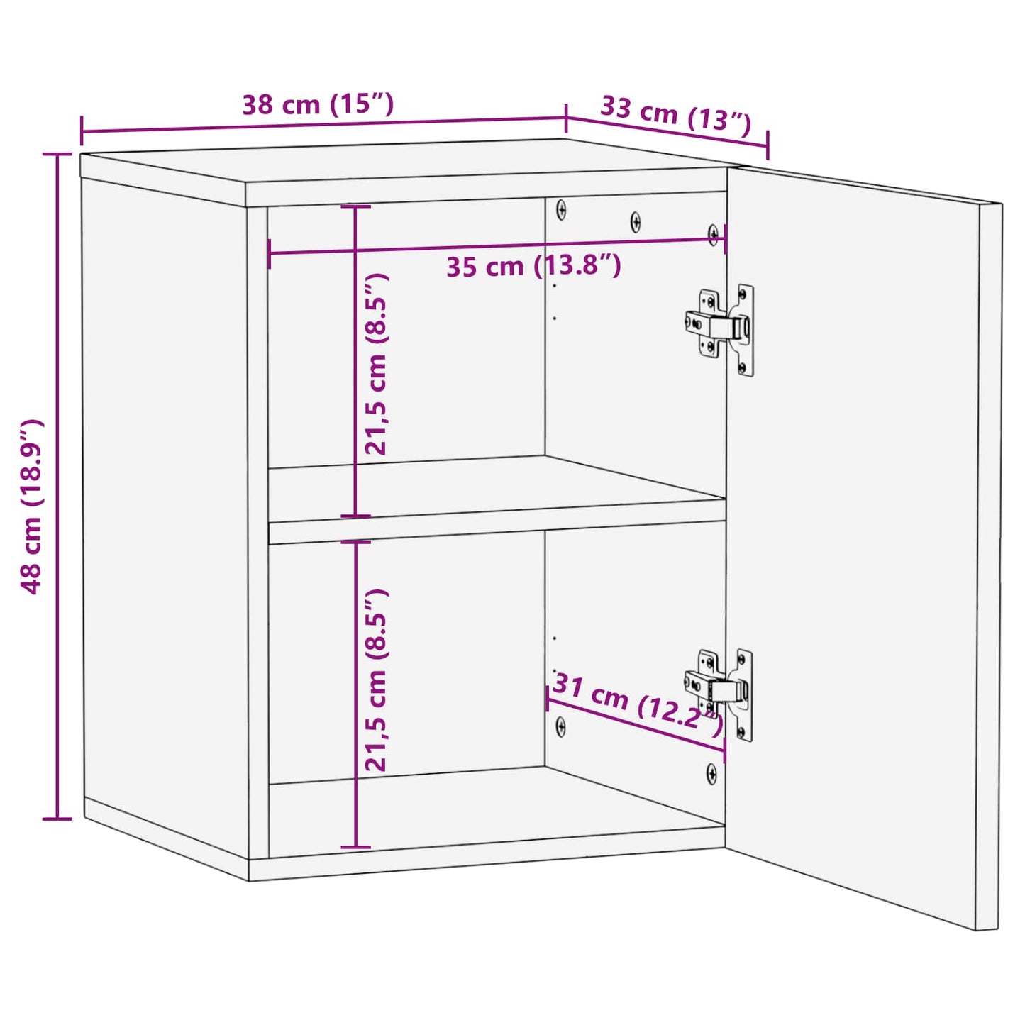 vidaXL Badezimmer Hängeschrank Weiß 38 x 33 x 48 cm Massivholz Mango