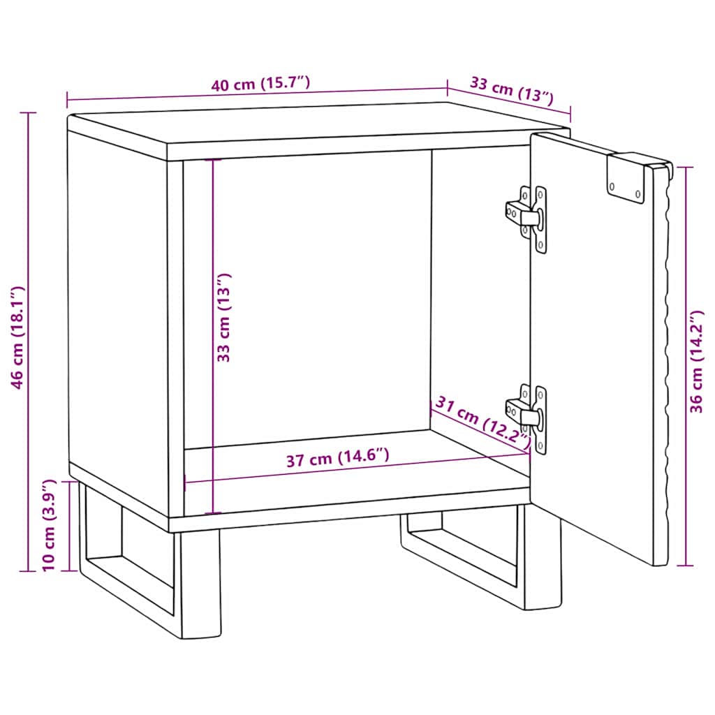 vidaXL Nachttisch Braun 40 x 33 x 46 cm Massivholz Akazie