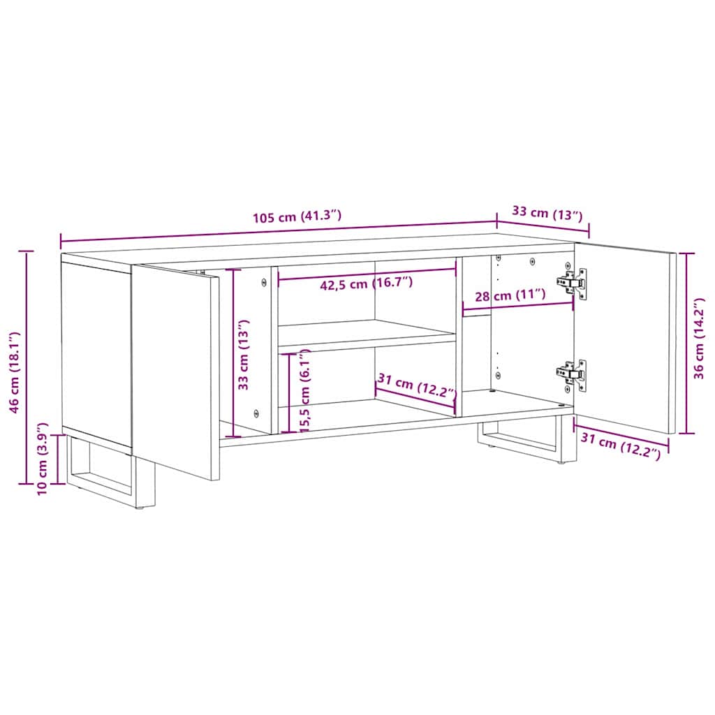 TV-Einheiten Braun 105 x 33 x 46 cm Holzwerkstoff