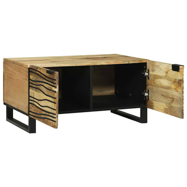 vidaXL Couchtisch Braun und Schwarz 80 x 50 x 40 cm Massivholz Akazie