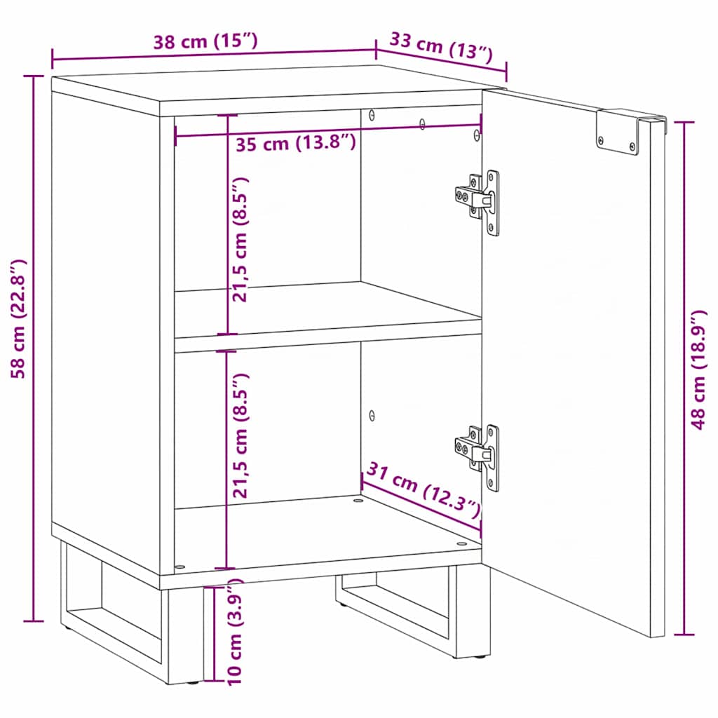 vidaXL Waschbeckenschrank Braun 38 x 33,5 x 58 cm Holzwerkstoff